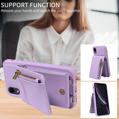 For iPhone XR Crossbody Lanyard Zipper Wallet Leather Phone Case(Purple) - More iPhone Cases by buy2fix | Online Shopping UK | buy2fix