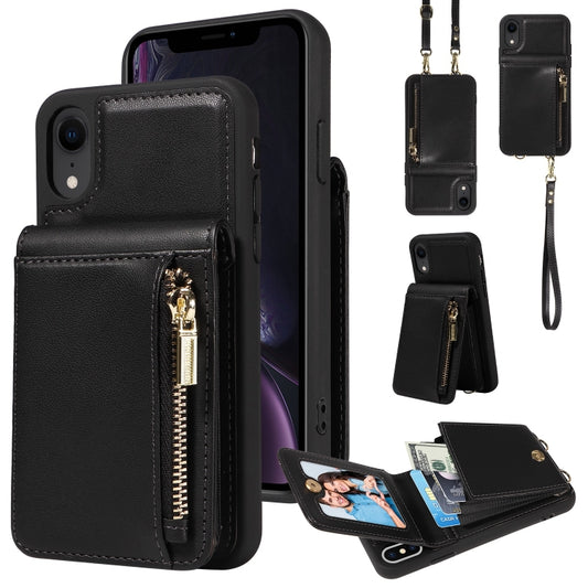 For iPhone XR Crossbody Lanyard Zipper Wallet Leather Phone Case(Black) - More iPhone Cases by buy2fix | Online Shopping UK | buy2fix