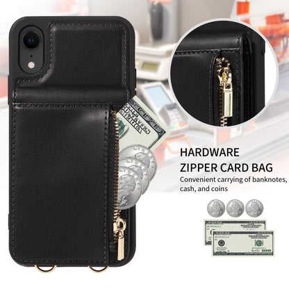 For iPhone XR Crossbody Lanyard Zipper Wallet Leather Phone Case(Black) - More iPhone Cases by buy2fix | Online Shopping UK | buy2fix