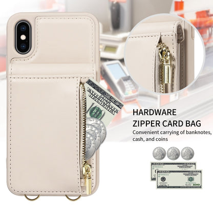 For iPhone XS Max Crossbody Lanyard Zipper Wallet Leather Phone Case(Beige) - More iPhone Cases by buy2fix | Online Shopping UK | buy2fix