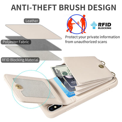 For iPhone XS Max Crossbody Lanyard Zipper Wallet Leather Phone Case(Beige) - More iPhone Cases by buy2fix | Online Shopping UK | buy2fix