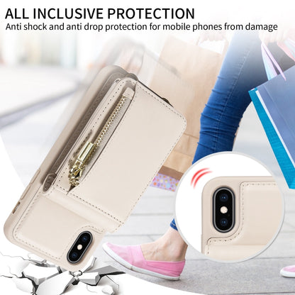 For iPhone XS Max Crossbody Lanyard Zipper Wallet Leather Phone Case(Beige) - More iPhone Cases by buy2fix | Online Shopping UK | buy2fix