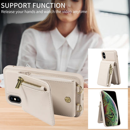 For iPhone XS Max Crossbody Lanyard Zipper Wallet Leather Phone Case(Beige) - More iPhone Cases by buy2fix | Online Shopping UK | buy2fix