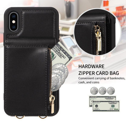 For iPhone XS Max Crossbody Lanyard Zipper Wallet Leather Phone Case(Black) - More iPhone Cases by buy2fix | Online Shopping UK | buy2fix