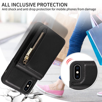 For iPhone XS Max Crossbody Lanyard Zipper Wallet Leather Phone Case(Black) - More iPhone Cases by buy2fix | Online Shopping UK | buy2fix