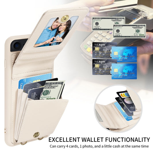 For iPhone SE 2022/ 7 / 8 Crossbody Lanyard Zipper Wallet Leather Phone Case(Beige) - iPhone SE 2022 / 2020 / 8 / 7 Cases by buy2fix | Online Shopping UK | buy2fix