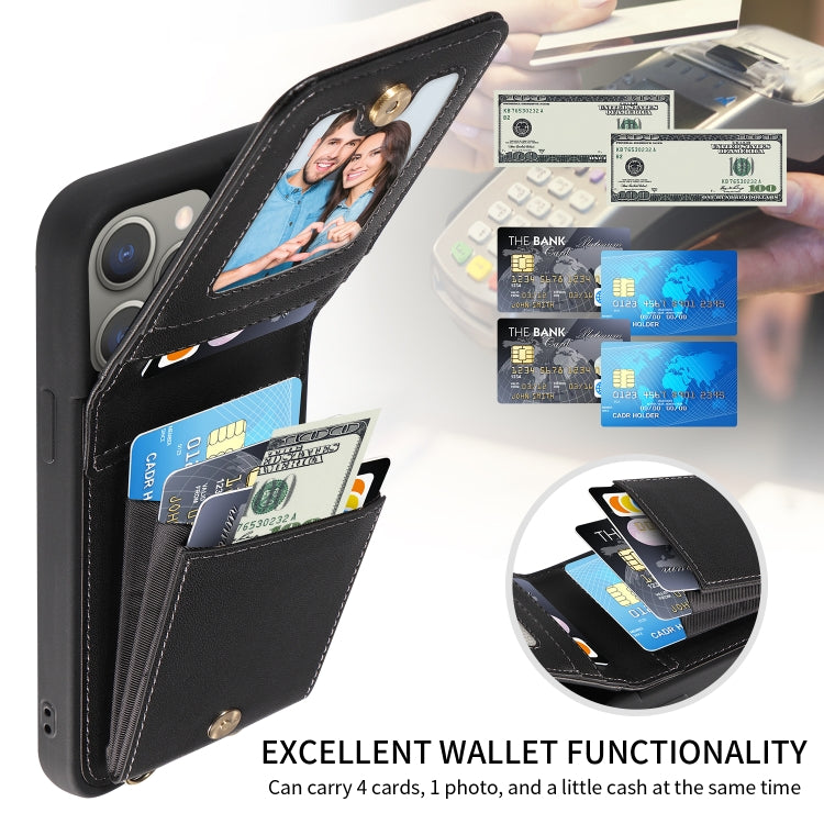 For iPhone 15 Pro Max Crossbody Lanyard Zipper Wallet Leather Phone Case(Black) - iPhone 15 Pro Max Cases by buy2fix | Online Shopping UK | buy2fix