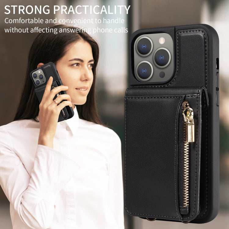 For iPhone 15 Pro Max Crossbody Lanyard Zipper Wallet Leather Phone Case(Black) - iPhone 15 Pro Max Cases by buy2fix | Online Shopping UK | buy2fix
