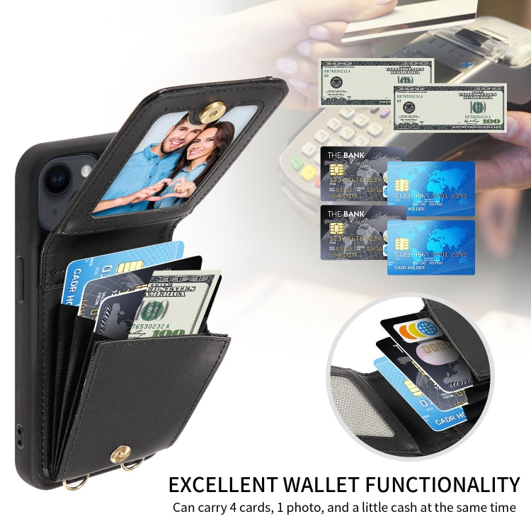 For iPhone 15 Pro Crossbody Lanyard Zipper Wallet Leather Phone Case(Black) - iPhone 15 Pro Cases by buy2fix | Online Shopping UK | buy2fix