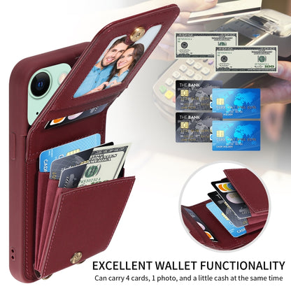 For iPhone 15 Plus Crossbody Lanyard Zipper Wallet Leather Phone Case(Wine Red) - iPhone 15 Plus Cases by buy2fix | Online Shopping UK | buy2fix