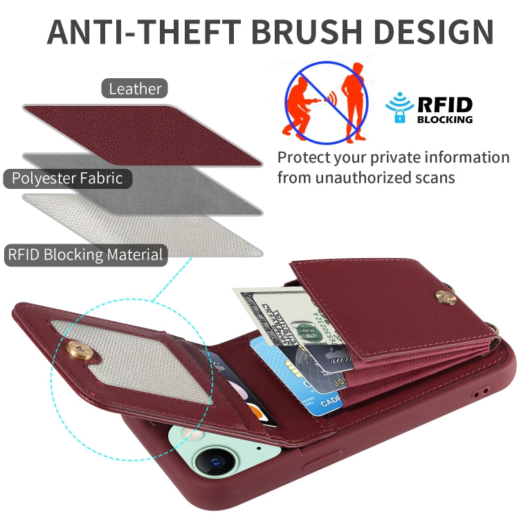 For iPhone 15 Plus Crossbody Lanyard Zipper Wallet Leather Phone Case(Wine Red) - iPhone 15 Plus Cases by buy2fix | Online Shopping UK | buy2fix