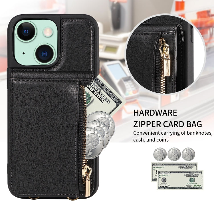 For iPhone 15 Plus Crossbody Lanyard Zipper Wallet Leather Phone Case(Black) - iPhone 15 Plus Cases by buy2fix | Online Shopping UK | buy2fix
