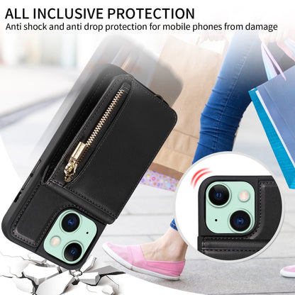 For iPhone 15 Plus Crossbody Lanyard Zipper Wallet Leather Phone Case(Black) - iPhone 15 Plus Cases by buy2fix | Online Shopping UK | buy2fix