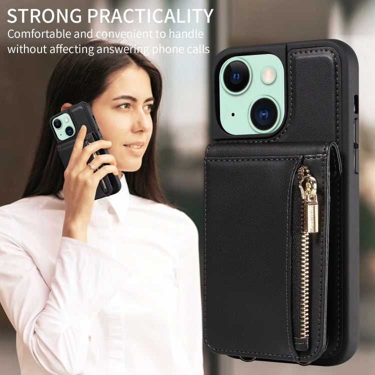 For iPhone 15 Plus Crossbody Lanyard Zipper Wallet Leather Phone Case(Black) - iPhone 15 Plus Cases by buy2fix | Online Shopping UK | buy2fix