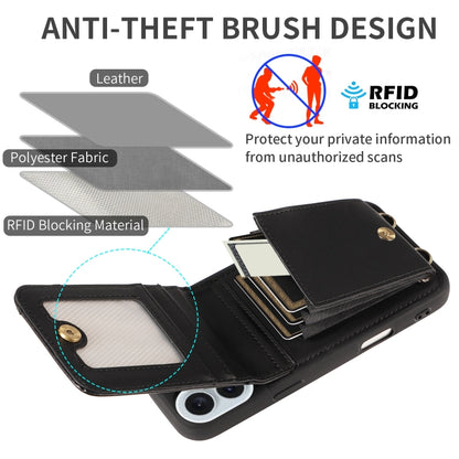 For iPhone 16 Plus Crossbody Lanyard Zipper Wallet Leather Phone Case(Black) by buy2fix