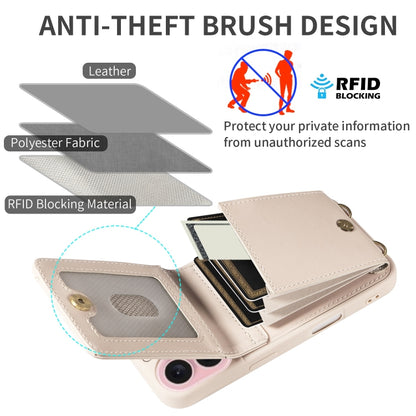 For iPhone 16 Crossbody Lanyard Zipper Wallet Leather Phone Case(Beige) by buy2fix