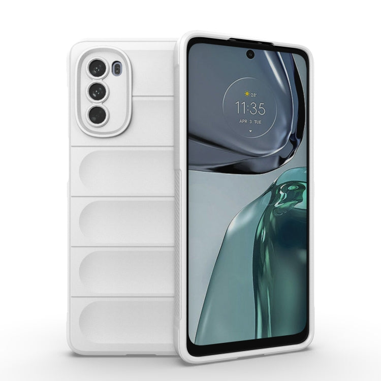 For Motorola Moto G62 5G Magic Shield TPU + Flannel Phone Case(White) - Motorola Cases by buy2fix | Online Shopping UK | buy2fix