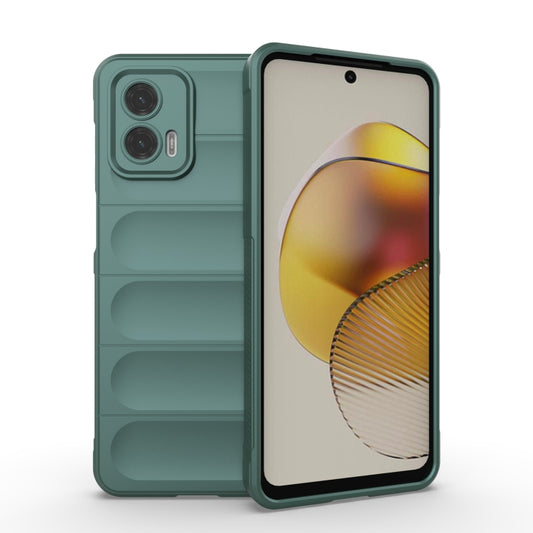 For Motorola Moto G73 5G Magic Shield TPU + Flannel Phone Case(Dark Green) - Motorola Cases by buy2fix | Online Shopping UK | buy2fix