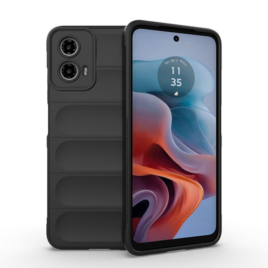 For Motorola Moto G34 5G Magic Shield TPU + Flannel Phone Case(Black) - Motorola Cases by buy2fix | Online Shopping UK | buy2fix