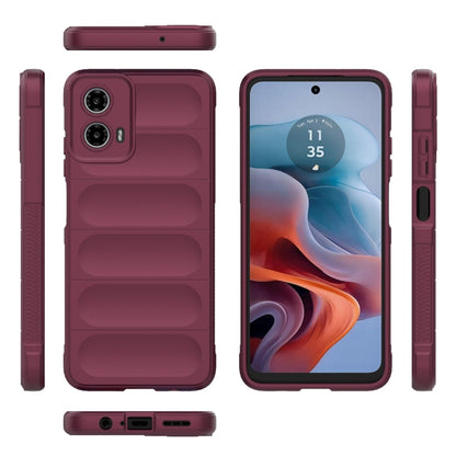 For Motorola Moto G34 5G Magic Shield TPU + Flannel Phone Case(Wine Red) - Motorola Cases by buy2fix | Online Shopping UK | buy2fix