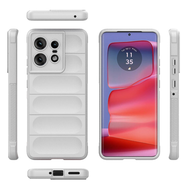 For Motorola Edge 50 Pro 5G Global Magic Shield TPU + Flannel Phone Case(White) - Motorola Cases by buy2fix | Online Shopping UK | buy2fix