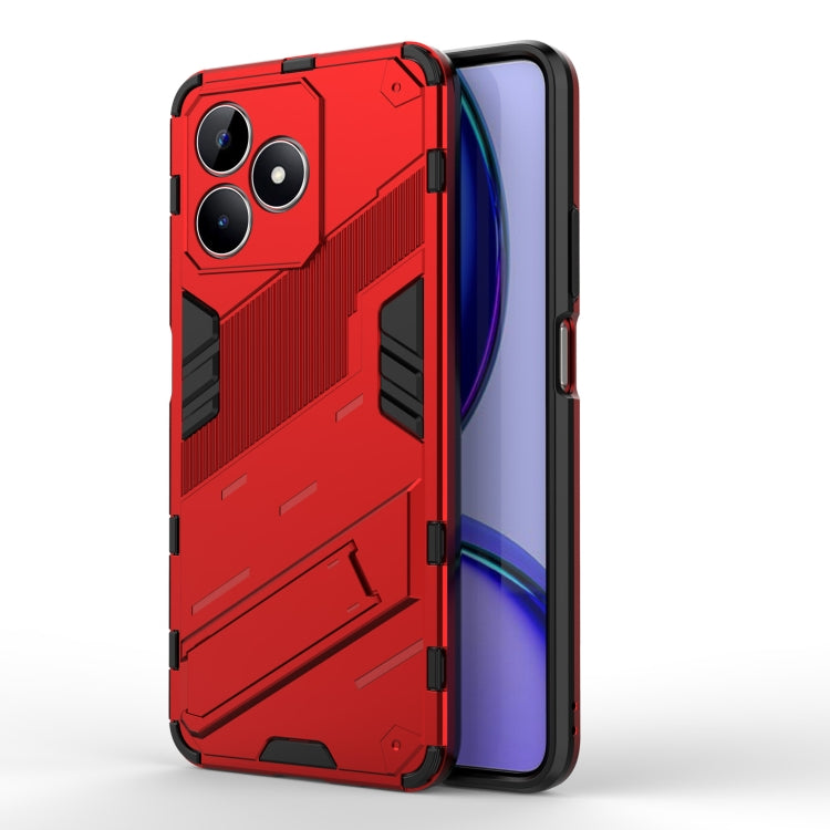 For Realme C53 4G Punk Armor 2 in 1 PC + TPU Phone Case with Holder(Red) by buy2fix