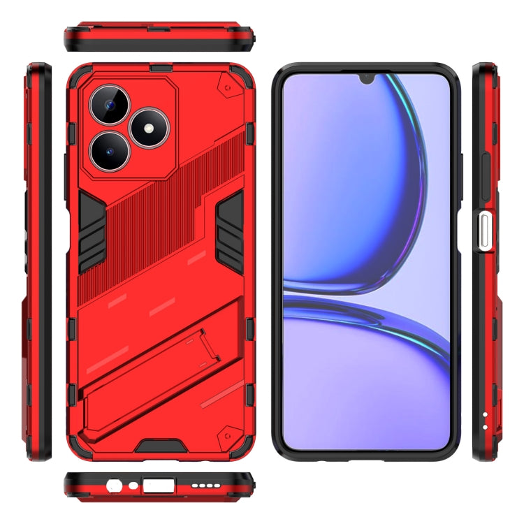 For Realme C53 4G Punk Armor 2 in 1 PC + TPU Phone Case with Holder(Red) by buy2fix