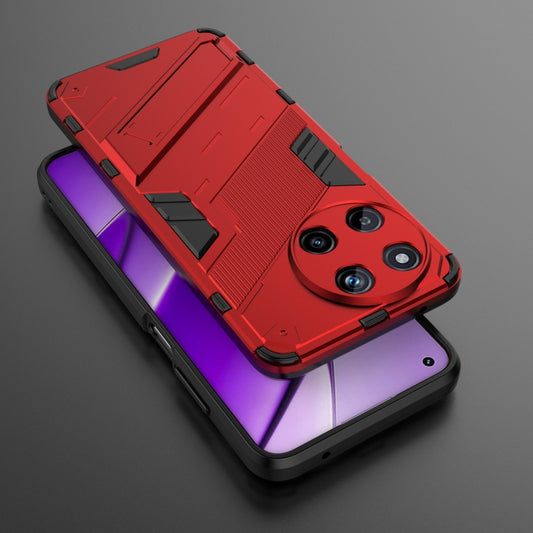 For Realme 11 4G Global Punk Armor 2 in 1 PC + TPU Phone Case with Holder(Red) by buy2fix