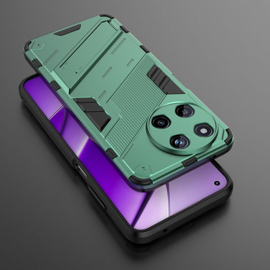 For Realme 11 4G Global Punk Armor 2 in 1 PC + TPU Phone Case with Holder(Green) by buy2fix