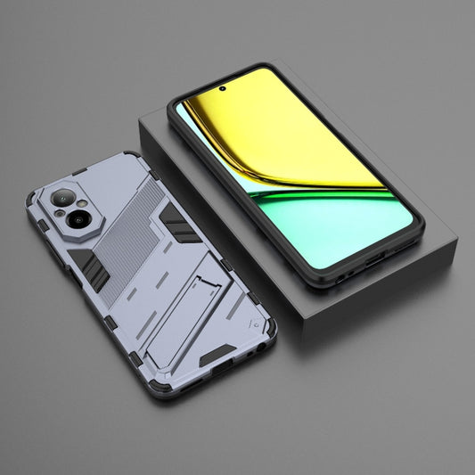 For Realme C67 4G Global Punk Armor 2 in 1 PC + TPU Phone Case with Holder(Grey) by buy2fix
