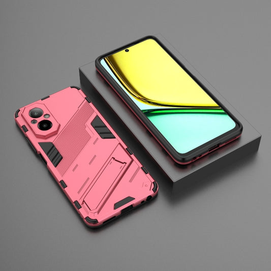 For Realme C67 4G Global Punk Armor 2 in 1 PC + TPU Phone Case with Holder(Light Red) by buy2fix