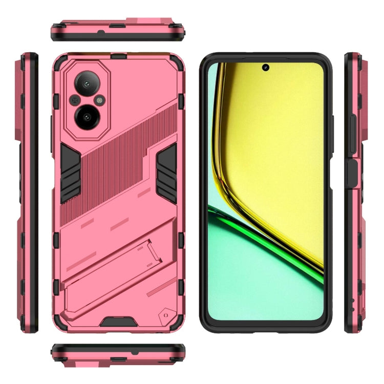 For Realme C67 4G Global Punk Armor 2 in 1 PC + TPU Phone Case with Holder(Light Red) - Realme Cases by buy2fix | Online Shopping UK | buy2fix