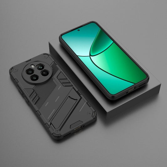 For Realme 12+ 5G Global Punk Armor 2 in 1 PC + TPU Phone Case with Holder(Black) by buy2fix