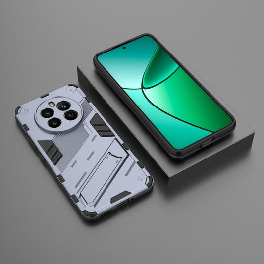 For Realme 12+ 5G Global Punk Armor 2 in 1 PC + TPU Phone Case with Holder(Grey) by buy2fix