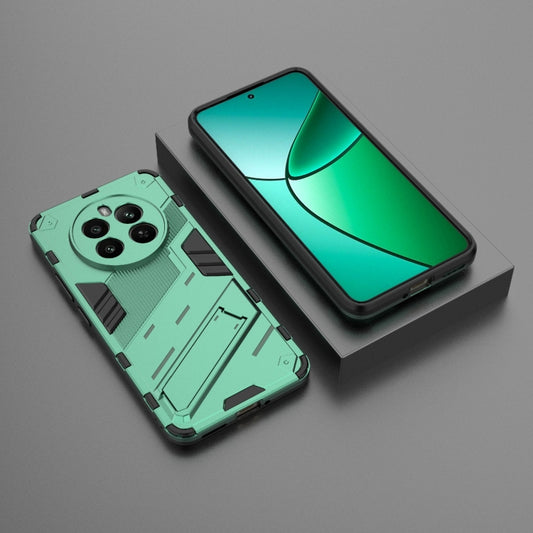 For Realme 12+ 5G Global Punk Armor 2 in 1 PC + TPU Phone Case with Holder(Green) by buy2fix