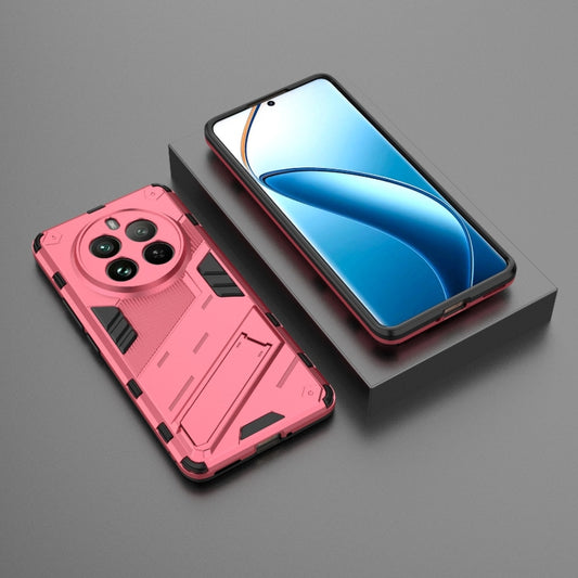For Realme 12 Pro 5G Global Punk Armor 2 in 1 PC + TPU Phone Case with Holder(Light Red) by buy2fix