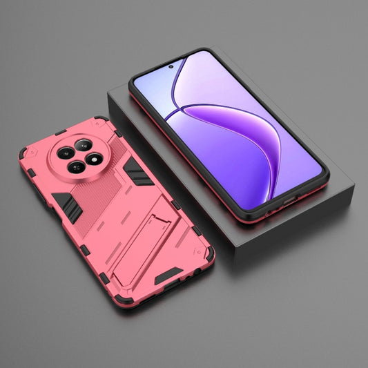 For Realme 12 5G Global Punk Armor 2 in 1 PC + TPU Phone Case with Holder(Light Red) by buy2fix