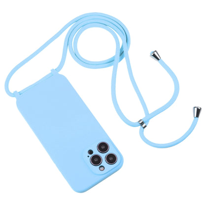 For iPhone 16 Crossbody Lanyard Liquid Silicone Case(Blue) - iPhone 16 Cases by buy2fix | Online Shopping UK | buy2fix