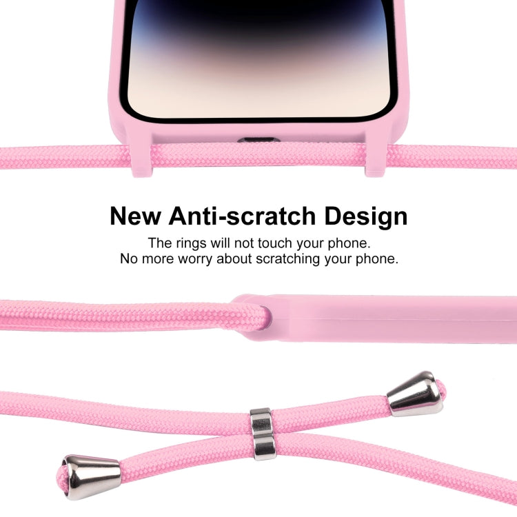 For iPhone 16 Crossbody Lanyard Liquid Silicone Case(Pink) - iPhone 16 Cases by buy2fix | Online Shopping UK | buy2fix