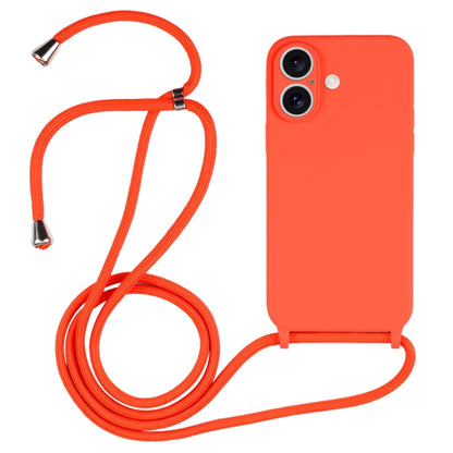 For iPhone 16 Plus Crossbody Lanyard Liquid Silicone Case(Orange) by buy2fix