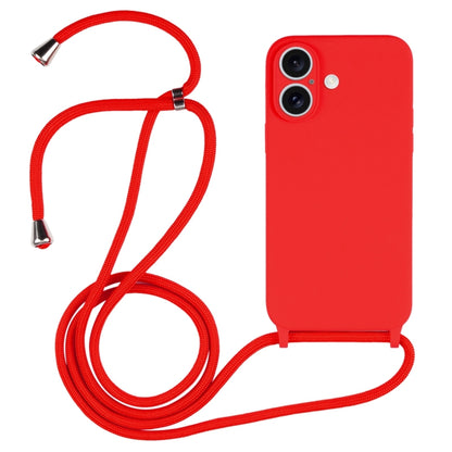 For iPhone 16 Plus Crossbody Lanyard Liquid Silicone Case(Red) by buy2fix