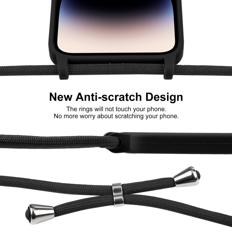 For iPhone 16 Plus Crossbody Lanyard Liquid Silicone Case(Black) by buy2fix