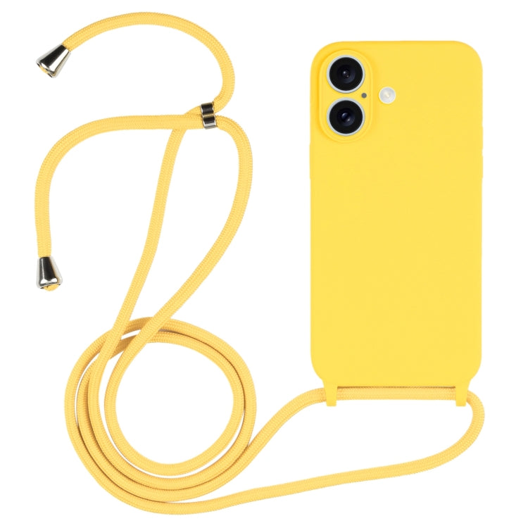 For iPhone 16 Plus Crossbody Lanyard Liquid Silicone Case(Yellow) by buy2fix
