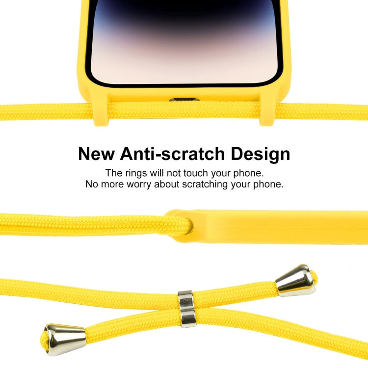 For iPhone 16 Plus Crossbody Lanyard Liquid Silicone Case(Yellow) by buy2fix