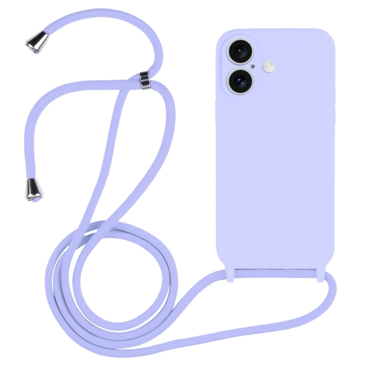 For iPhone 16 Plus Crossbody Lanyard Liquid Silicone Case(Light Purple) by buy2fix