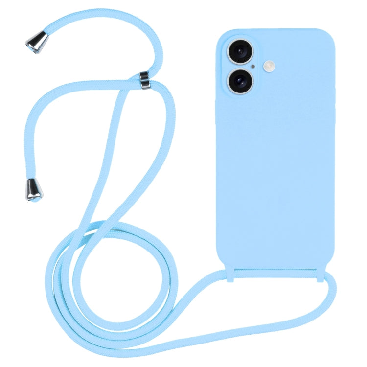 For iPhone 16 Plus Crossbody Lanyard Liquid Silicone Case(Blue) by buy2fix