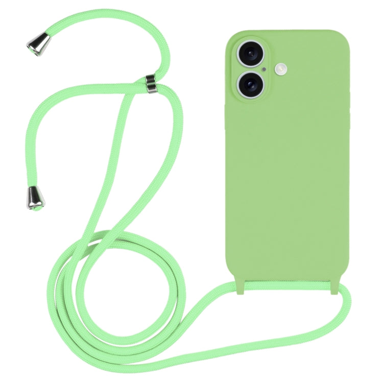 For iPhone 16 Plus Crossbody Lanyard Liquid Silicone Case(Matcha Green) by buy2fix