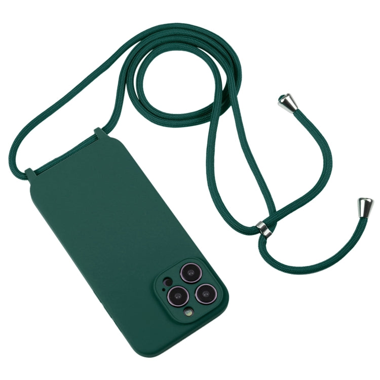 For iPhone 16 Plus Crossbody Lanyard Liquid Silicone Case(Pine Needle Green) by buy2fix