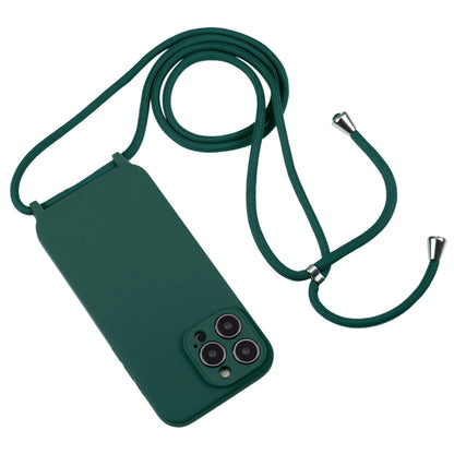 For iPhone 16 Plus Crossbody Lanyard Liquid Silicone Case(Pine Needle Green) by buy2fix