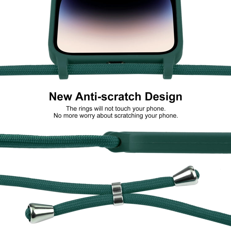 For iPhone 16 Plus Crossbody Lanyard Liquid Silicone Case(Pine Needle Green) by buy2fix